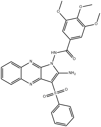 N-[2-amino-3-(benzenesulfonyl)pyrrolo[3,2-b]quinoxalin-1-yl]-3,4,5-trimethoxybenzamide Structural