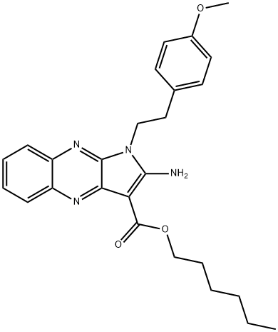 hexyl 2-amino-1-[2-(4-methoxyphenyl)ethyl]pyrrolo[3,2-b]quinoxaline-3-carboxylate Structural