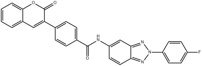 N-[2-(4-fluorophenyl)benzotriazol-5-yl]-4-(2-oxochromen-3-yl)benzamide Structural
