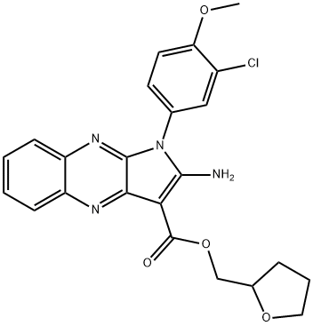oxolan-2-ylmethyl 2-amino-1-(3-chloro-4-methoxyphenyl)pyrrolo[3,2-b]quinoxaline-3-carboxylate Structural