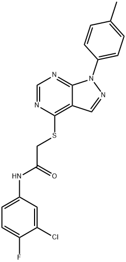 N-(3-chloro-4-fluorophenyl)-2-[1-(4-methylphenyl)pyrazolo[3,4-d]pyrimidin-4-yl]sulfanylacetamide Structural