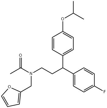 N-[3-(4-fluorophenyl)-3-(4-propan-2-yloxyphenyl)propyl]-N-(furan-2-ylmethyl)acetamide Structural
