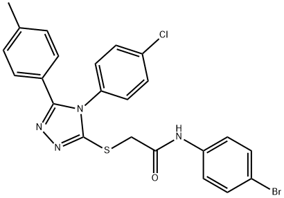 N-(4-bromophenyl)-2-[[4-(4-chlorophenyl)-5-(4-methylphenyl)-1,2,4-triazol-3-yl]sulfanyl]acetamide Structural