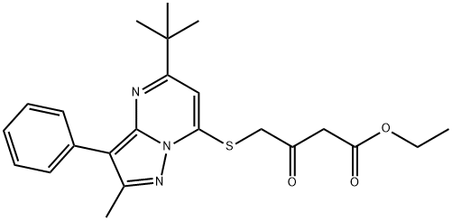 ethyl 4-(5-tert-butyl-2-methyl-3-phenylpyrazolo[1,5-a]pyrimidin-7-yl)sulfanyl-3-oxobutanoate Structural