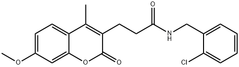 N-[(2-chlorophenyl)methyl]-3-(7-methoxy-4-methyl-2-oxochromen-3-yl)propanamide Structural