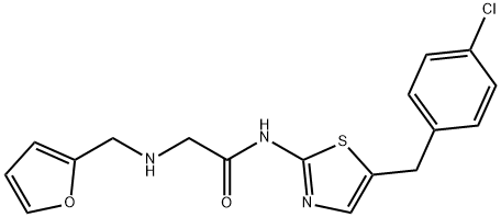 N-[5-[(4-chlorophenyl)methyl]-1,3-thiazol-2-yl]-2-(furan-2-ylmethylamino)acetamide Structural
