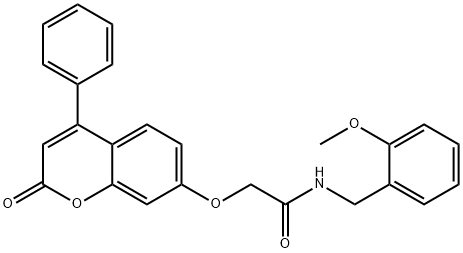 N-[(2-methoxyphenyl)methyl]-2-(2-oxo-4-phenylchromen-7-yl)oxyacetamide Structural