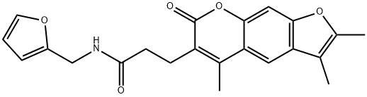 N-(furan-2-ylmethyl)-3-(2,3,5-trimethyl-7-oxofuro[3,2-g]chromen-6-yl)propanamide Structural