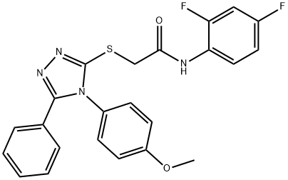 N-(2,4-difluorophenyl)-2-[[4-(4-methoxyphenyl)-5-phenyl-1,2,4-triazol-3-yl]sulfanyl]acetamide Structural