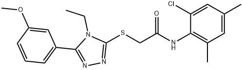 N-(2-chloro-4,6-dimethylphenyl)-2-[[4-ethyl-5-(3-methoxyphenyl)-1,2,4-triazol-3-yl]sulfanyl]acetamide Structural