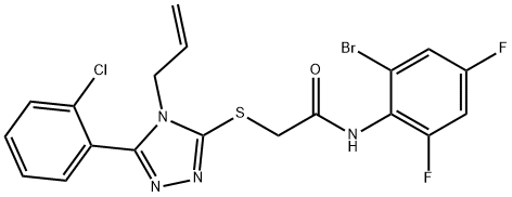 N-(2-bromo-4,6-difluorophenyl)-2-[[5-(2-chlorophenyl)-4-prop-2-enyl-1,2,4-triazol-3-yl]sulfanyl]acetamide Structural