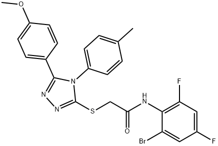 N-(2-bromo-4,6-difluorophenyl)-2-[[5-(4-methoxyphenyl)-4-(4-methylphenyl)-1,2,4-triazol-3-yl]sulfanyl]acetamide Structural