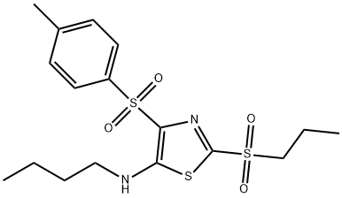 N-butyl-4-(4-methylphenyl)sulfonyl-2-propylsulfonyl-1,3-thiazol-5-amine Structural