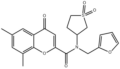 N-(1,1-dioxothiolan-3-yl)-N-(furan-2-ylmethyl)-6,8-dimethyl-4-oxochromene-2-carboxamide Structural