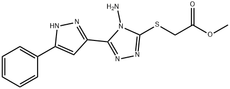 methyl 2-[[4-amino-5-(3-phenyl-1H-pyrazol-5-yl)-1,2,4-triazol-3-yl]sulfanyl]acetate Structural