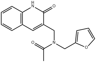 N-(furan-2-ylmethyl)-N-[(2-oxo-1H-quinolin-3-yl)methyl]acetamide Structural