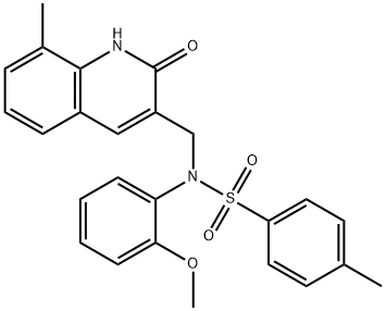 N-(2-methoxyphenyl)-4-methyl-N-[(8-methyl-2-oxo-1H-quinolin-3-yl)methyl]benzenesulfonamide Structural