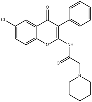 N-(6-chloro-4-oxo-3-phenylchromen-2-yl)-2-piperidin-1-ylacetamide Structural