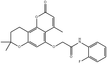 N-(2-fluorophenyl)-2-[(4,8,8-trimethyl-2-oxo-9,10-dihydropyrano[2,3-h]chromen-5-yl)oxy]acetamide Structural