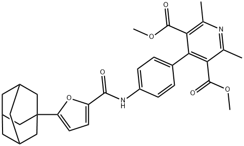 dimethyl 4-[4-[[5-(1-adamantyl)furan-2-carbonyl]amino]phenyl]-2,6-dimethylpyridine-3,5-dicarboxylate Structural