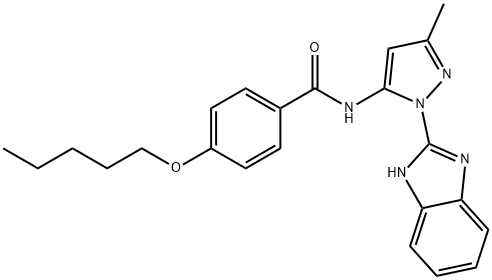 N-[2-(1H-benzimidazol-2-yl)-5-methylpyrazol-3-yl]-4-pentoxybenzamide Structural