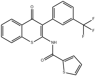 N-[4-oxo-3-[3-(trifluoromethyl)phenyl]thiochromen-2-yl]thiophene-2-carboxamide Structural