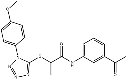 N-(3-acetylphenyl)-2-[1-(4-methoxyphenyl)tetrazol-5-yl]sulfanylpropanamide Structural