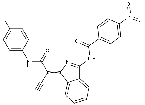 N-[(3Z)-3-[1-cyano-2-(4-fluoroanilino)-2-oxoethylidene]isoindol-1-yl]-4-nitrobenzamide Structural