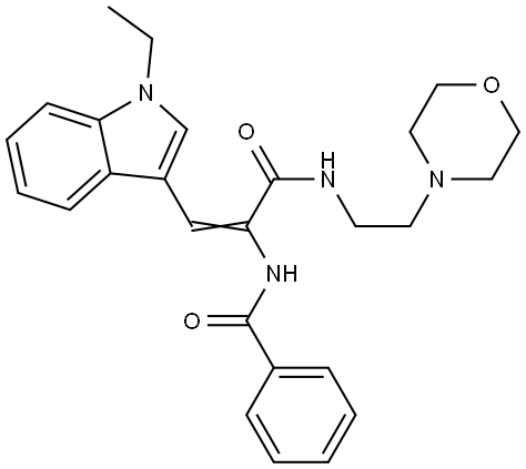 N-[(Z)-1-(1-ethylindol-3-yl)-3-(2-morpholin-4-ylethylamino)-3-oxoprop-1-en-2-yl]benzamide Structural