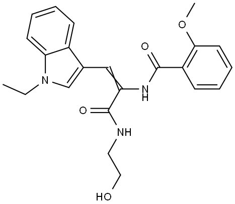 N-[(Z)-1-(1-ethylindol-3-yl)-3-(2-hydroxyethylamino)-3-oxoprop-1-en-2-yl]-2-methoxybenzamide Structural