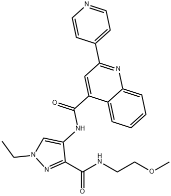 N-[1-ethyl-3-(2-methoxyethylcarbamoyl)pyrazol-4-yl]-2-pyridin-4-ylquinoline-4-carboxamide Structural
