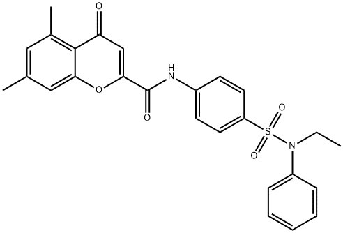 N-[4-[ethyl(phenyl)sulfamoyl]phenyl]-5,7-dimethyl-4-oxochromene-2-carboxamide Structural