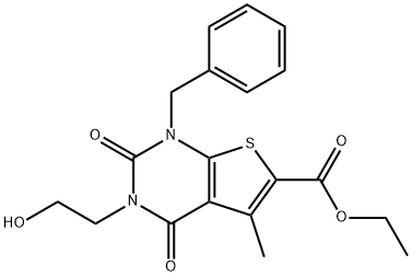 ethyl 1-benzyl-3-(2-hydroxyethyl)-5-methyl-2,4-dioxothieno[2,3-d]pyrimidine-6-carboxylate Structural