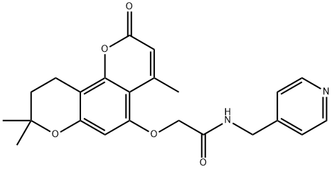 N-(pyridin-4-ylmethyl)-2-[(4,8,8-trimethyl-2-oxo-9,10-dihydropyrano[2,3-h]chromen-5-yl)oxy]acetamide Structural