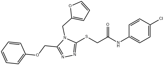 N-(4-chlorophenyl)-2-[[4-(furan-2-ylmethyl)-5-(phenoxymethyl)-1,2,4-triazol-3-yl]sulfanyl]acetamide Structural