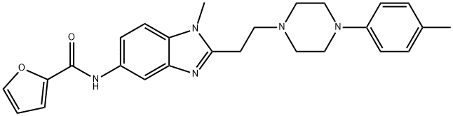 N-[1-methyl-2-[2-[4-(4-methylphenyl)piperazin-1-yl]ethyl]benzimidazol-5-yl]furan-2-carboxamide Structural