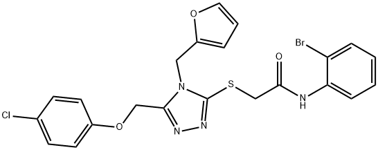 N-(2-bromophenyl)-2-[[5-[(4-chlorophenoxy)methyl]-4-(furan-2-ylmethyl)-1,2,4-triazol-3-yl]sulfanyl]acetamide Structural