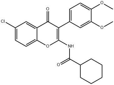 N-[6-chloro-3-(3,4-dimethoxyphenyl)-4-oxochromen-2-yl]cyclohexanecarboxamide Structural