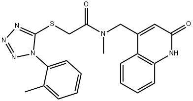 N-methyl-2-[1-(2-methylphenyl)tetrazol-5-yl]sulfanyl-N-[(2-oxo-1H-quinolin-4-yl)methyl]acetamide Structural
