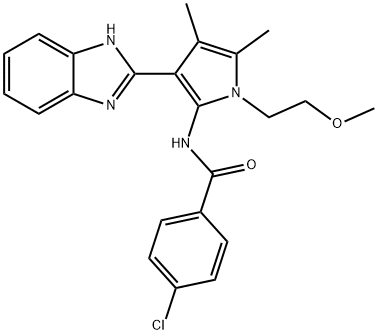 N-[3-(1H-benzimidazol-2-yl)-1-(2-methoxyethyl)-4,5-dimethylpyrrol-2-yl]-4-chlorobenzamide Structural
