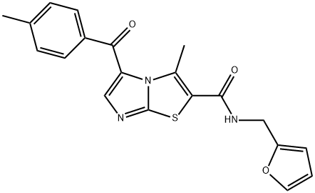 N-(furan-2-ylmethyl)-3-methyl-5-(4-methylbenzoyl)imidazo[2,1-b][1,3]thiazole-2-carboxamide Structural