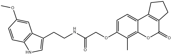 N-[2-(5-methoxy-1H-indol-3-yl)ethyl]-2-[(6-methyl-4-oxo-2,3-dihydro-1H-cyclopenta[c]chromen-7-yl)oxy]acetamide Structural