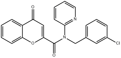 N-[(3-chlorophenyl)methyl]-4-oxo-N-pyridin-2-ylchromene-2-carboxamide Structural