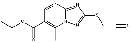 ethyl 2-(cyanomethylsulfanyl)-7-methyl-[1,2,4]triazolo[1,5-a]pyrimidine-6-carboxylate Structural