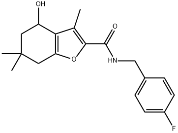 N-[(4-fluorophenyl)methyl]-4-hydroxy-3,6,6-trimethyl-5,7-dihydro-4H-1-benzofuran-2-carboxamide Structural