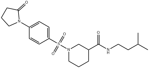 N-(3-methylbutyl)-1-[4-(2-oxopyrrolidin-1-yl)phenyl]sulfonylpiperidine-3-carboxamide Structural