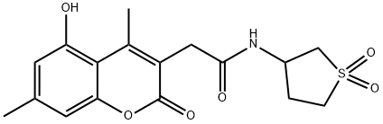 N-(1,1-dioxothiolan-3-yl)-2-(5-hydroxy-4,7-dimethyl-2-oxochromen-3-yl)acetamide Structural