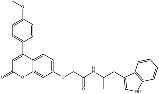 N-[1-(1H-indol-3-yl)propan-2-yl]-2-[4-(4-methoxyphenyl)-2-oxochromen-7-yl]oxyacetamide Structural
