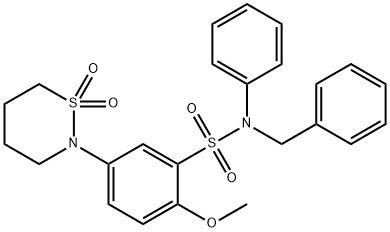 N-benzyl-5-(1,1-dioxothiazinan-2-yl)-2-methoxy-N-phenylbenzenesulfonamide Structural