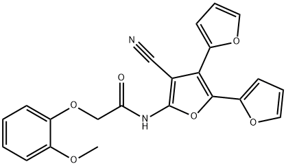 N-[3-cyano-4,5-bis(furan-2-yl)furan-2-yl]-2-(2-methoxyphenoxy)acetamide Structural